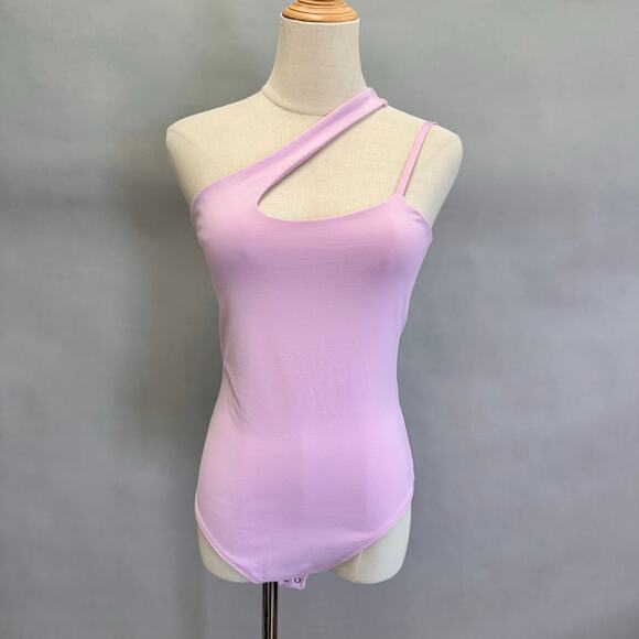 Abercrombie & Fitch pink cutout one shoulder seamless tank bodysuit size medium - Picture 1 of 14
